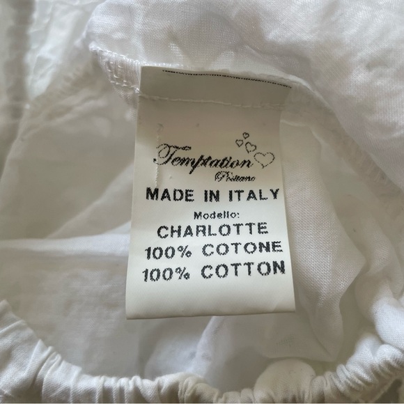 TEMPTATION POSITANO Off the Shoulder Cotton Bianco Eyelet White Charlotte Top S - Picture 8 of 12